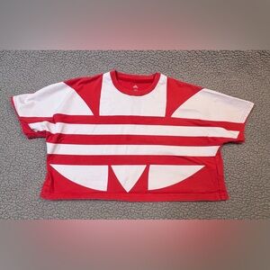 Adidas Originals Women's Large Logo Crop Top Womens Size XS Red And White
